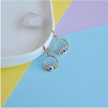 Göz Figürlü Küpe Minimal Halka Nazar Küpe