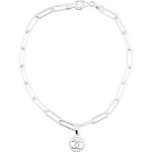 Taca Jewellery | 925 Ayar Gümüş cc Charmlı Ataç Zincir Gümüş Bileklik