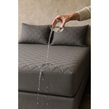 Yatak ve Yastık Alezi Seti Pamuklu Kapitone Fitted Full Kenar Sıvı Geçirmez Yatak Koruyucu Gri