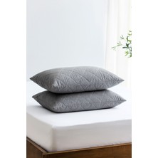 Yatak ve Yastık Alezi Seti Pamuklu Kapitone Fitted Full Kenar Sıvı Geçirmez Yatak Koruyucu Gri