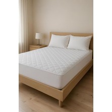 Yatak Alezi Pamuklu Kapitone Fitted Full Kenar Yatak Koruyucu Beyaz