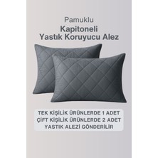 Yatak Alezi Pamuklu Kapitone Fitted Full Kenar Yatak Koruyucu Gri