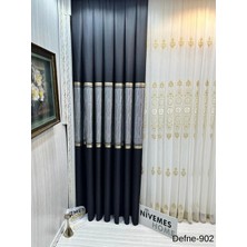 Nivemeshome Defne Siyah FT614166 V-902 1/3 Sık Pileli  Fon Perde Apm