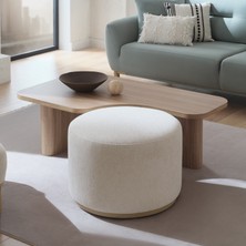 Enza Home Perge Sehpa Pufu, Şönil Kumaş - Krem