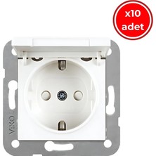 Viko Karre Priz, 12 Adet, Çocuk Korumalı, Kapaklı, Beyaz, Çerçevesiz