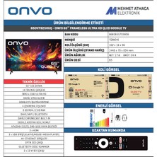 Onvo 65OVF9250UQ 65" 165 Ekran Uydu Alıcılı 4K Ultra HD Google Smart QLED TV