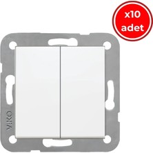 Viko Karre Ikili Priz, 10 Adet, Beyaz, Çerçevesiz, Dayanıklı ve Modern