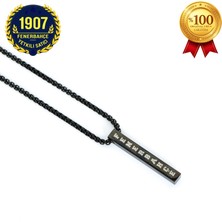 Fb Dikdörtgen Çelik Kolye (Siyah)