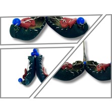 El Yapımı Deri Minyatür Çarık Maskot Dikiz Aynası Süsü Yeşil