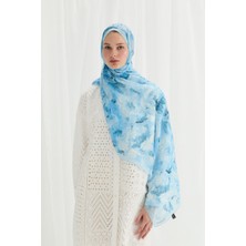 Cs Camellia Scarf Aura Ipek Krep Şal - Bebe Mavisi