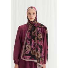 Cs Camellia Scarf Valeria Ipek Krep Şal - Pembe-Kahve