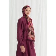 Cs Camellia Scarf Aura Ipek Krep Şal - Mürdüm