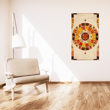 Bohem Tablo Dairesel Simetri Geometrik Sıcak Renkler Vintage Bohem Duvar Sanatı Çerçevesiz Tablo