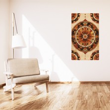 Bohem Tablo Dairesel Simetri Geometrik Sıcak Renkler Vintage Bohem Duvar Sanatı Çerçevesiz Tablo