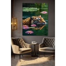 Özkacar Group Nehirde Yüzen Kaplan Kanvas Tablo Ev Dekarasyon Hediyelik Duvar Süsü Ölçü Seçmeyi Unutmayınız : )