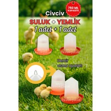 Mutlu Tavukçuluk Civciv Bıldırcın Başlangıç Suluk ve Yemlik Takım 750 ml
