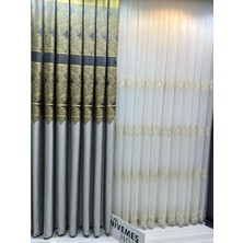 Nivemeshome Milas Gri-Gold 671539 1/3 Sık Pileli Fon Perde Apm