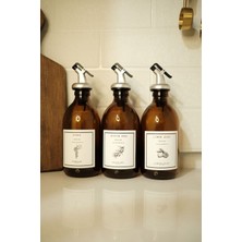 Home Amber Cam Zeytinyağı Limon Suyu Sirke Şişesi Yağdanlık 3lü Set 300ML