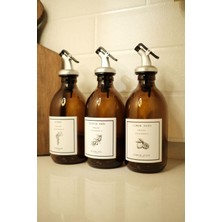 Home Amber Cam Zeytinyağı Limon Suyu Sirke Şişesi Yağdanlık 3lü Set 300ML