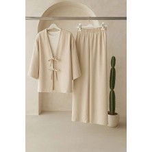 Kadın Giyim Önden Bağlamalı Tunik Pantolon Takım