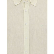 Cacharel Erkek Fıstık Yeşili Keten Karışımlı Slim Fit Uzun Kollu Gömlek 50250813-VR087