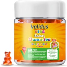 Validus Kids Safari Carob + Vitamin A-C-D3 60 Gummies (Pectin)