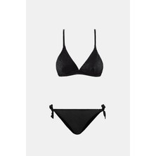 Bali Siyah Dolgusuz Pedli Üçgen Yandan Bağlamalı Bikini Takım