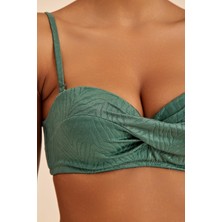 Bali Yeşil Balenli Dolgulu Straplez Push-Up Toparlayıcı Bikini Takım