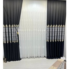 Nivemeshome FJ631749 V-924 Arora Siyah 1/3 Sık Pileli Fon Perde Apm