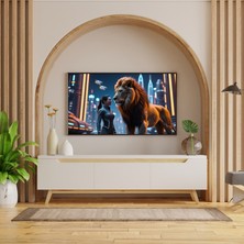 Hayvan Figürlü Kadın ve Aslanlı Pvc 60X90 cm Çerçevesiz Tablo 38