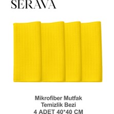 4'lü Mikrofiber Mutfak Temizlik Bezi – Yumuşak, Dayanıklı, Iz Bırakmaz (40X40)