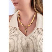 Sarı Mor Deniz Yıldızı Boncuklu Balık Figürlü Kolye