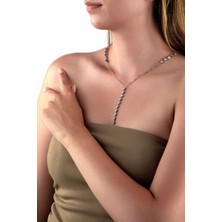 Çift Renkli Ataş Zincirli Üçgen Kesim Taşlı Y Kolye