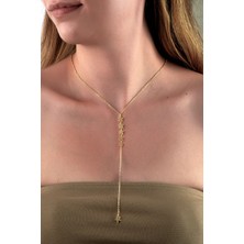 Altın Renkli Sıralı Yıldız Figürlü Y Kolye