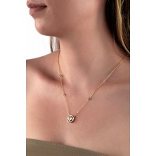 INNUENDO JEWELRY Altın Renkli Sekizgen Form Taşlı Zincir Kolye Zirkon Taşlı Kadın Şık Modern Kolye