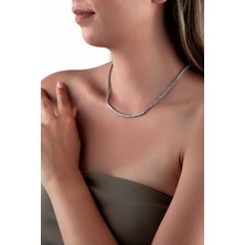 INNUENDO JEWELRY Gümüş Renkli Klasik Su Yolu Kolye Zirkon Taşlı Kadın Şık Zarif Kolye