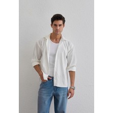Tugur Erkek Çizgili Oversize Premium Gömlek Soft Touch Refined Comfort