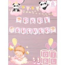 Baby Shower Pembe Temalı Uzar Yazı Banner