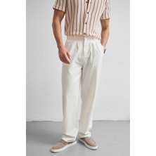 Boso Erkek Çift Pileli Keten Baggy Pantolon