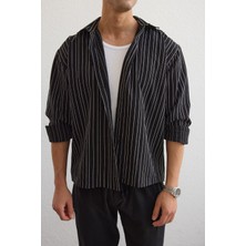 Tugur Erkek Çizgili Oversize Premium Gömlek Soft Touch Refined Comfort