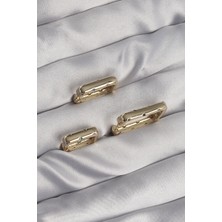 Pirinç Gold Renk Renkli Zirkon Taşlı Kare Model Küpe Seti - EBJ240807W25519