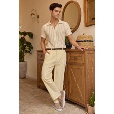 Boso Erkek Çift Pileli Keten Baggy Pantolon