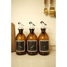 Home Amber Cam Zeytinyağı Limon Suyu Sirke Şişesi Yağdanlık 3lü Set 300ML