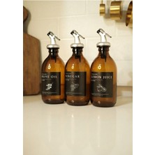 Home Amber Cam Zeytinyağı Limon Suyu Sirke Şişesi Yağdanlık 3lü Set 300ML