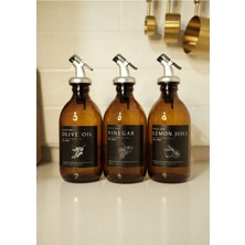 Home Amber Cam Zeytinyağı Limon Suyu Sirke Şişesi Yağdanlık 3lü Set 300ML