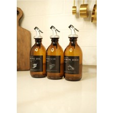 Home Amber Cam Zeytinyağı Limon Suyu Sirke Şişesi Yağdanlık 3lü Set 300ML