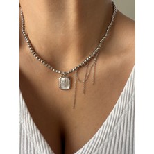 Lusora Accesory . "el Yapımı Yıldız Uçlu Zincir Süslemeli Çelik Boncuk Choker Kolye"