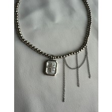 Lusora Accesory . "el Yapımı Yıldız Uçlu Zincir Süslemeli Çelik Boncuk Choker Kolye"