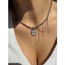 Lusora Accesory . "el Yapımı Yıldız Uçlu Zincir Süslemeli Çelik Boncuk Choker Kolye"