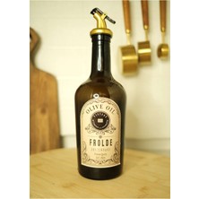 Home Ahşap Stantlı 2'li Amber Gold Tıpalı 500 ml Cam Ayçiçek Yağı Zeytinyağı Şişesi Yağdanlık